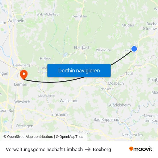 Verwaltungsgemeinschaft Limbach to Boxberg map