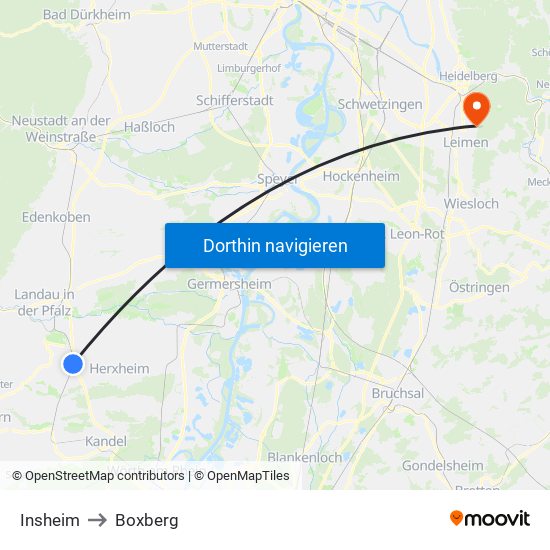 Insheim to Boxberg map
