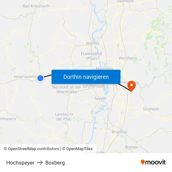 Hochspeyer to Boxberg map