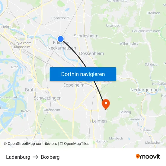 Ladenburg to Boxberg map