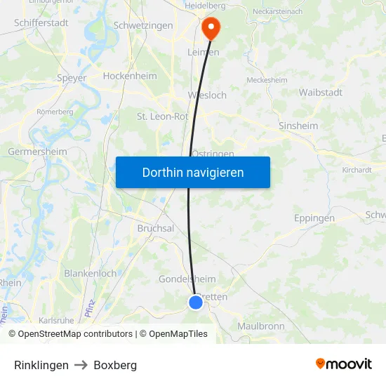 Rinklingen to Boxberg map