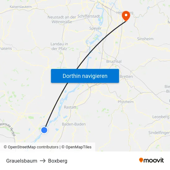 Grauelsbaum to Boxberg map
