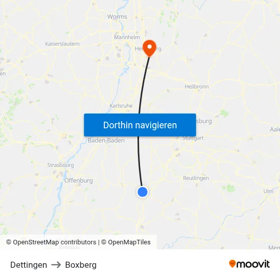 Dettingen to Boxberg map
