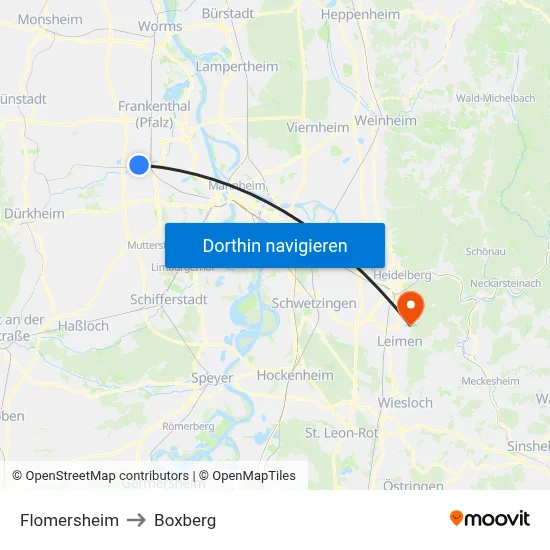 Flomersheim to Boxberg map