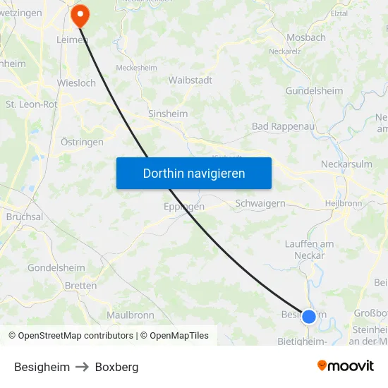 Besigheim to Boxberg map