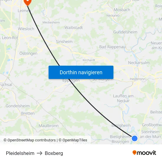 Pleidelsheim to Boxberg map