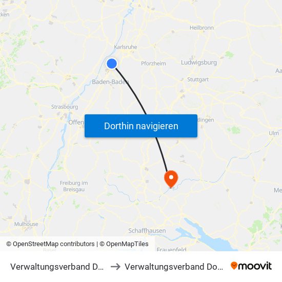 Verwaltungsverband Durmersheim to Verwaltungsverband Donau-Heuberg map