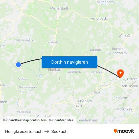 Heiligkreuzsteinach to Seckach map