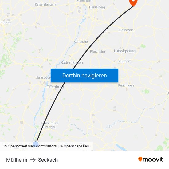 Müllheim to Seckach map