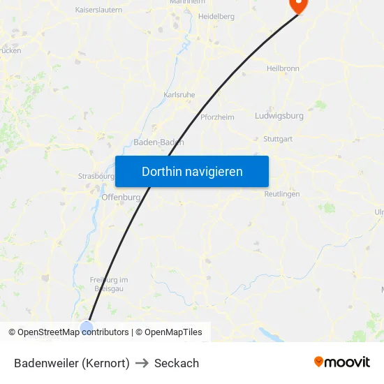 Badenweiler (Kernort) to Seckach map