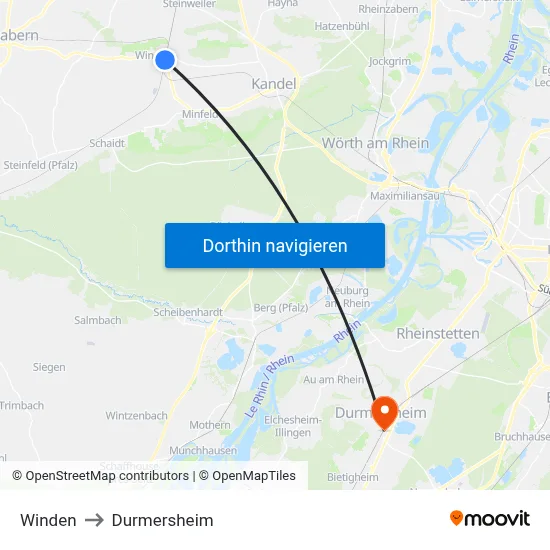 Winden to Durmersheim map