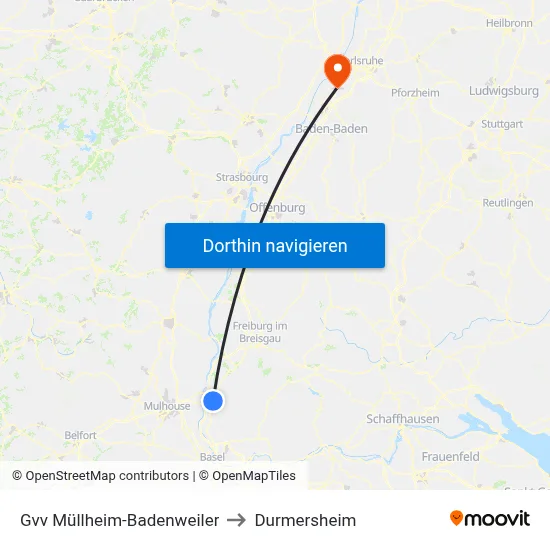Gvv Müllheim-Badenweiler to Durmersheim map