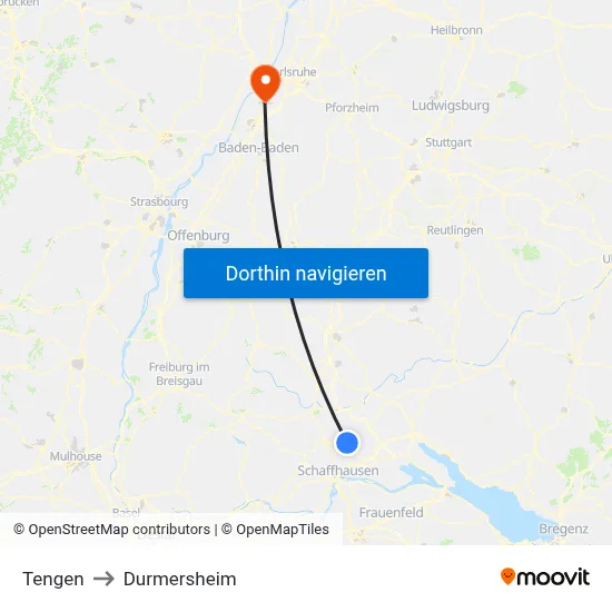 Tengen to Durmersheim map