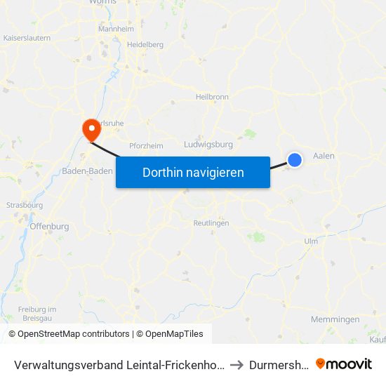 Verwaltungsverband Leintal-Frickenhofer Höhe to Durmersheim map