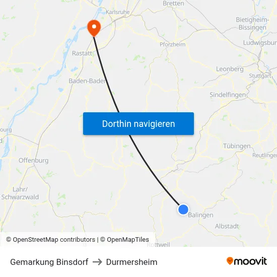 Gemarkung Binsdorf to Durmersheim map