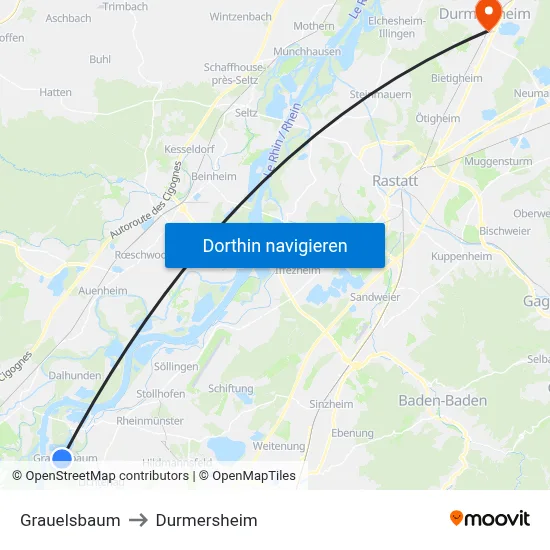 Grauelsbaum to Durmersheim map