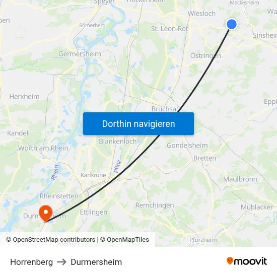 Horrenberg to Durmersheim map