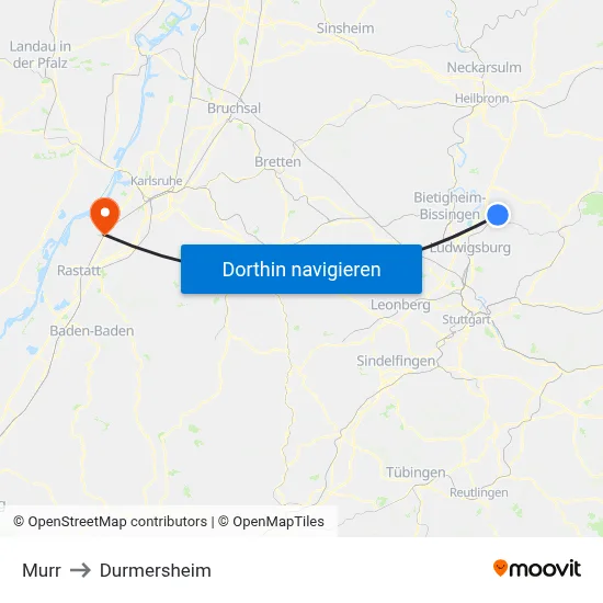 Murr to Durmersheim map