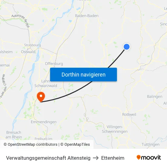 Verwaltungsgemeinschaft Altensteig to Ettenheim map