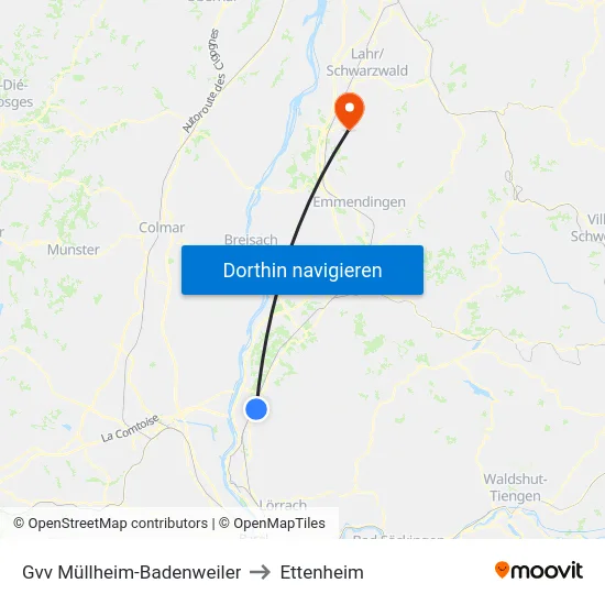 Gvv Müllheim-Badenweiler to Ettenheim map