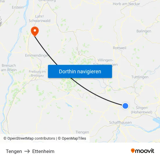 Tengen to Ettenheim map