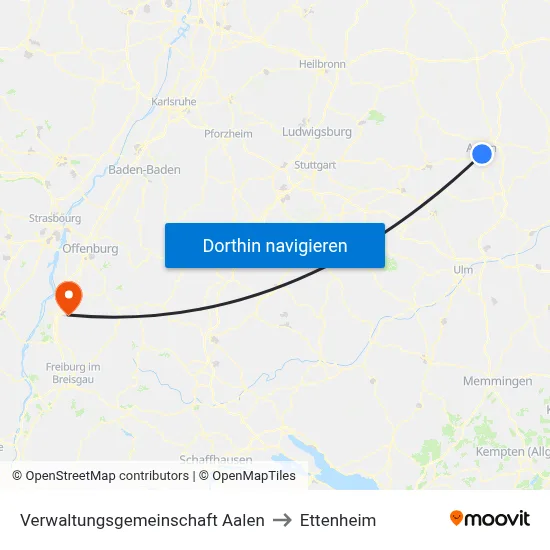 Verwaltungsgemeinschaft Aalen to Ettenheim map
