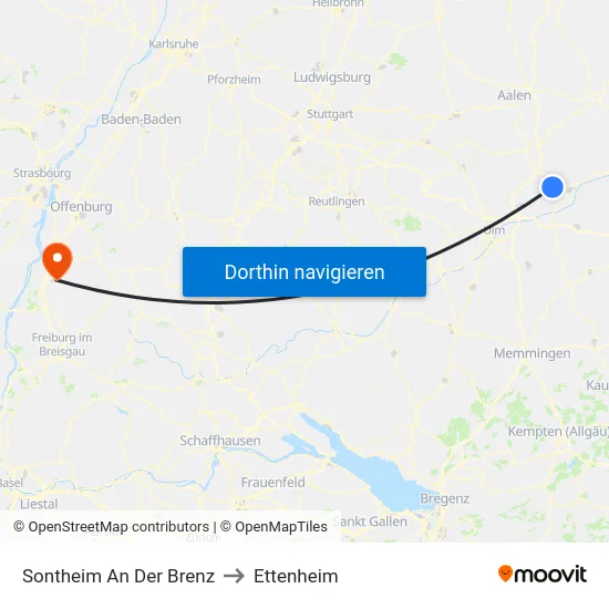 Sontheim An Der Brenz to Ettenheim map