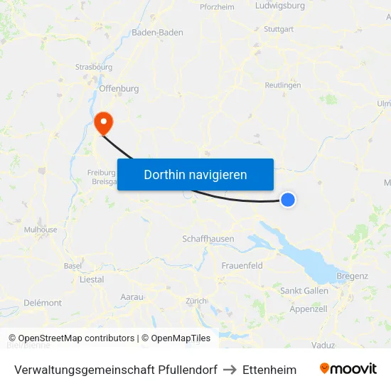 Verwaltungsgemeinschaft Pfullendorf to Ettenheim map