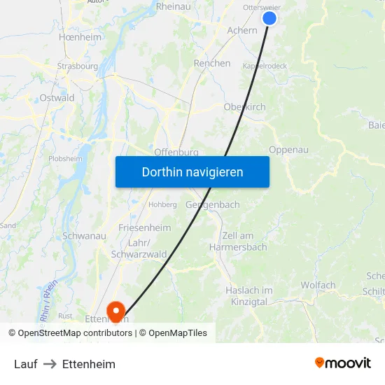 Lauf to Ettenheim map