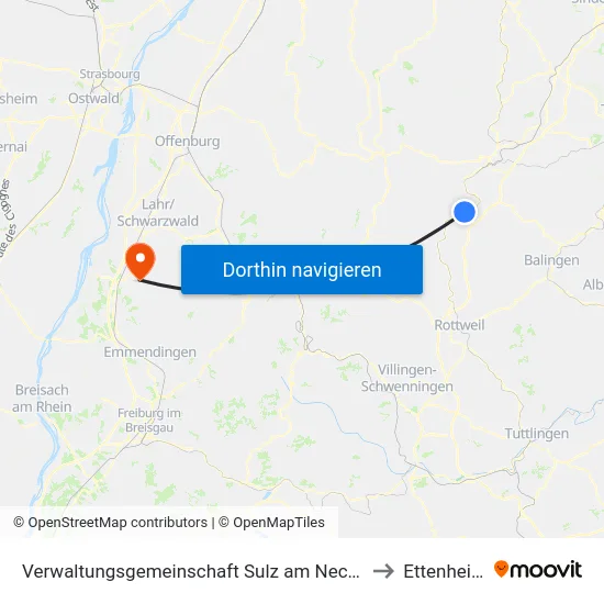Verwaltungsgemeinschaft Sulz am Neckar to Ettenheim map