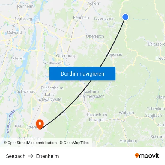 Seebach to Ettenheim map