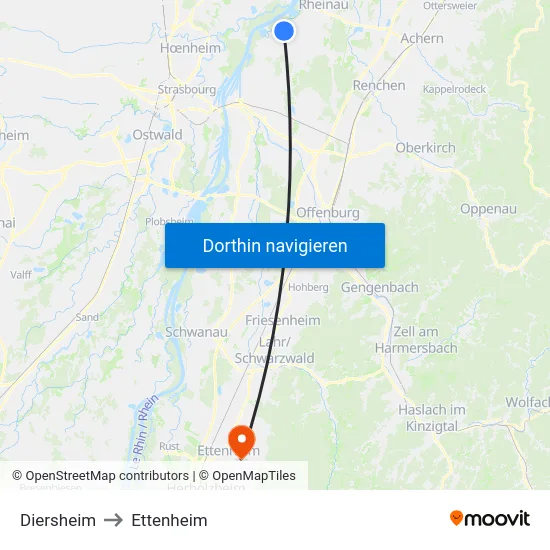 Diersheim to Ettenheim map