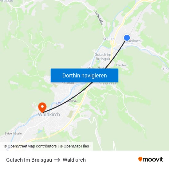 Gutach Im Breisgau to Waldkirch map