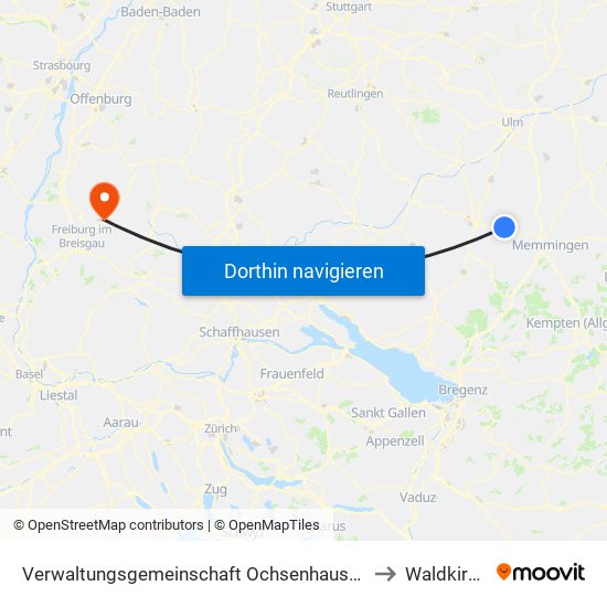 Verwaltungsgemeinschaft Ochsenhausen to Waldkirch map