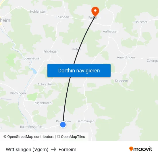 Wittislingen (Vgem) to Forheim map