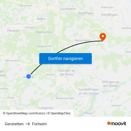 Gerstetten to Forheim map