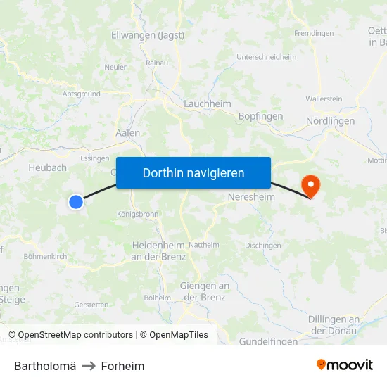 Bartholomä to Forheim map