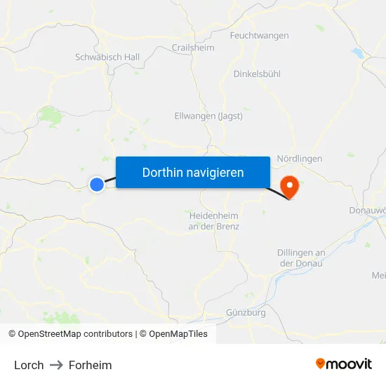 Lorch to Forheim map