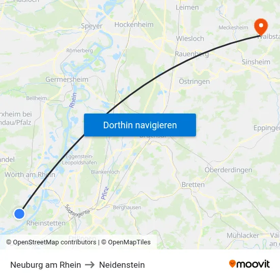 Neuburg am Rhein to Neidenstein map