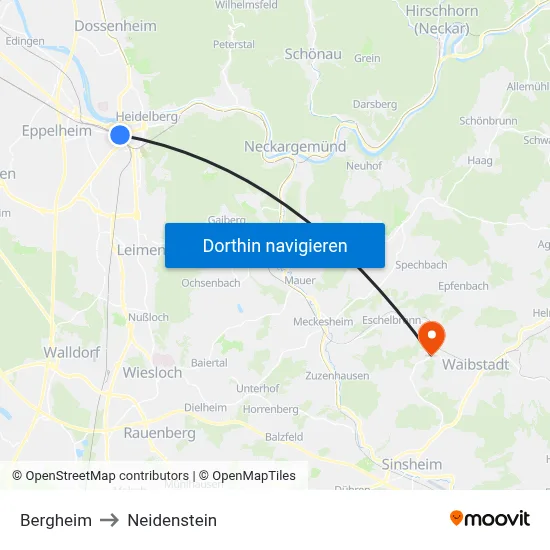 Bergheim to Neidenstein map
