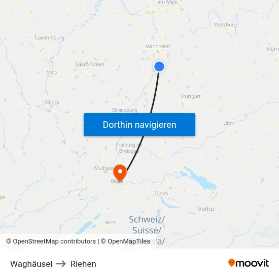 Waghäusel to Riehen map