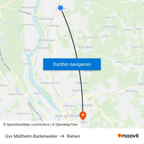 Gvv Müllheim-Badenweiler to Riehen map