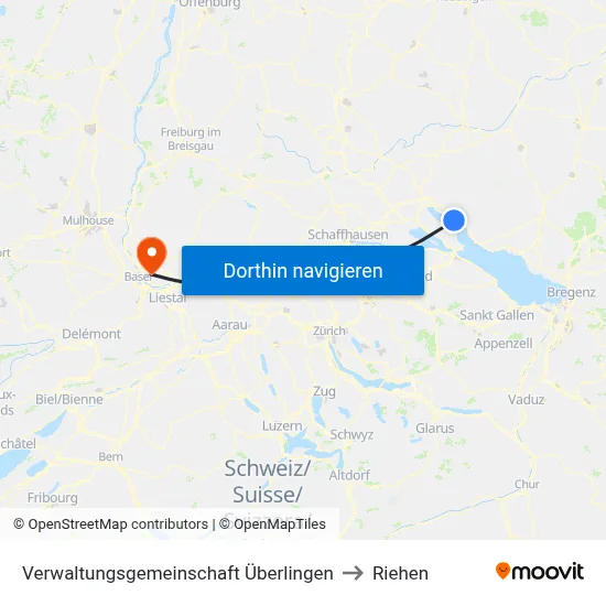 Verwaltungsgemeinschaft Überlingen to Riehen map