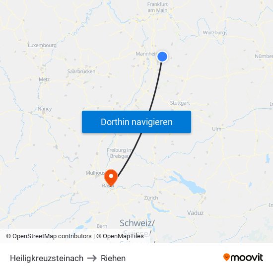 Heiligkreuzsteinach to Riehen map