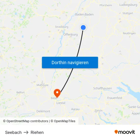Seebach to Riehen map