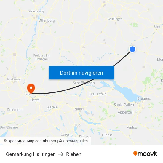 Gemarkung Hailtingen to Riehen map