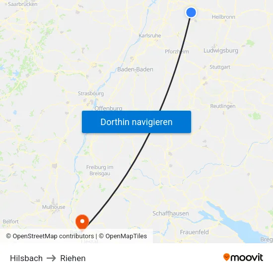 Hilsbach to Riehen map