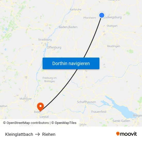Kleinglattbach to Riehen map