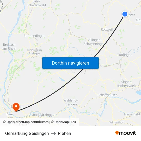 Gemarkung Geislingen to Riehen map