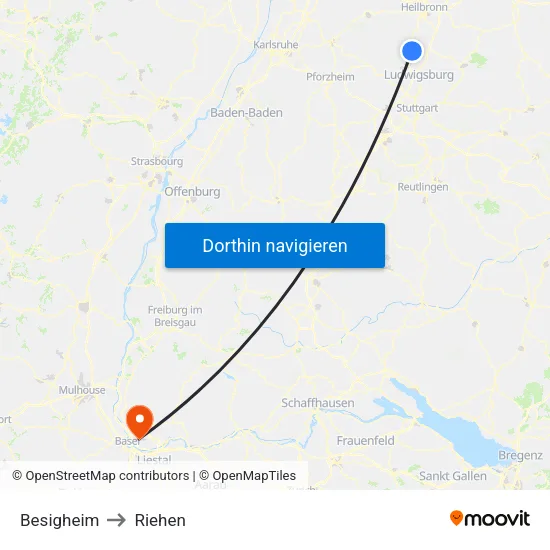 Besigheim to Riehen map